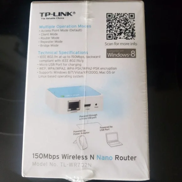 TP-LINK 150Mbps Wireless N Nano Router TL-WR702N White Blue New Sealed - Picture 6 of 6